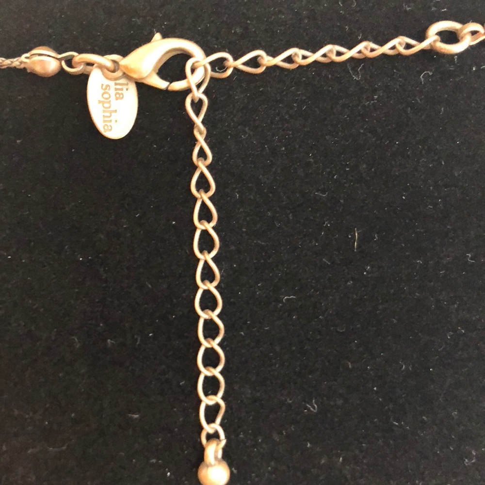 Lia Sophia antique tone double glass bead necklace - Picture 3 of 3